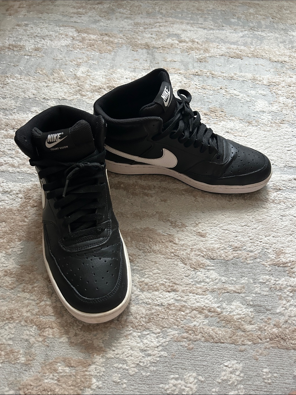 Men’s Nike Court Vision Black/White Mid-Top Sneakers - Size 10.5